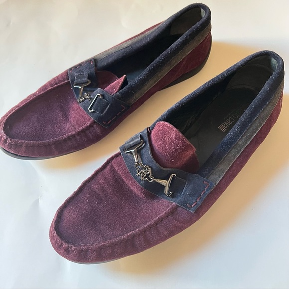 Roberto Cavalli Suede Leather Driving Loafers Purple Blue and Grey main image 4